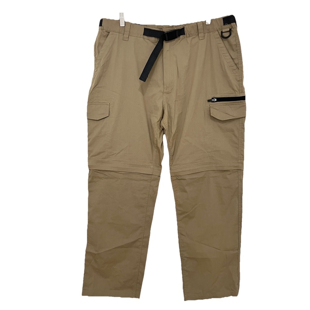 NEW BC Clothing Co. Men's XXL x 32"Stretch Convertible Cargo Pants Tan Outdoor